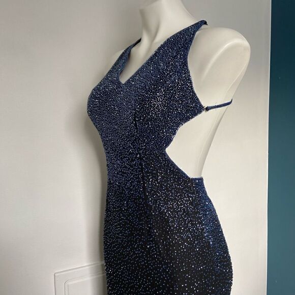 Scala Y2K Fully Beaded Silk Formal Dress Prom - Picture 3 of 15